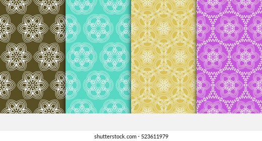 set of geometric flower seamless pattern. abstract geometry shape, line. vector illustration. modern ornament. For design, wallpaper, background fills, card, banner, flyer. color