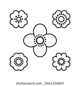 Set of geometric flower symbol. Apple blossom symbol.