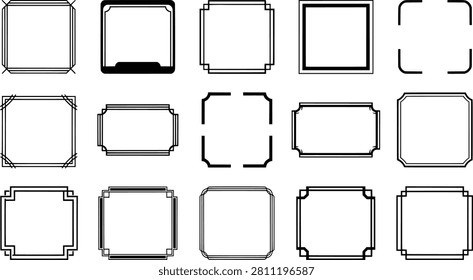 Set of geometric frames and borders, collection of minimalist rectangular frames for design, vector illustration transparent background
