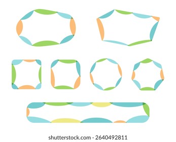 A set of geometric frames in soft summer colors. Includes various shapes such as circles, squares, octagons, and rectangles. Ideal for summer-themed designs, banners, greeting cards, and more.