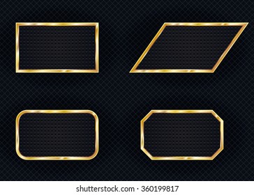 Set of geometric frames for text on dark background.