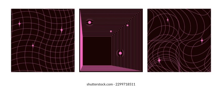 Set of geometric frames in trendy style. Vector illustration for web design, posters, social media, etc.