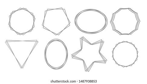 Set of Geometric frames, vector design collection, polygonal, oval