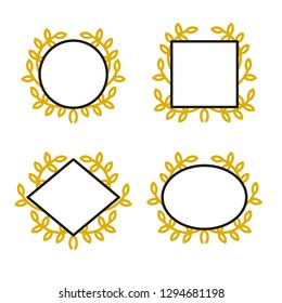 Set of geometric frames with wreath in lineal style. Vector collection icon illustration