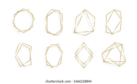 Set of geometric golden frame. Golden frame for wedding invitation cards isolated background line art