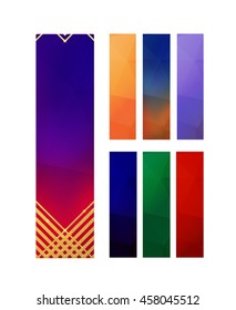 Set of geometric golden vertical banners. Vector luxury background for certificate, gift,voucher, present, discount, invitation,wedding card.
