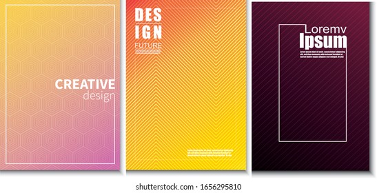 Set of Geometric halftone with gradient, Minimal design vector