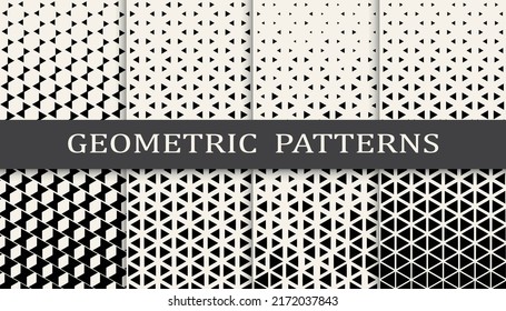 Set of geometric halftone patterns. Abstract geometric graphic design simple pattern. Seamless geometric halftone pattern.