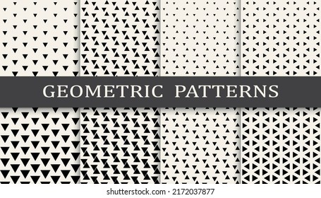 Set of geometric halftone patterns. Abstract geometric graphic design simple pattern. Seamless geometric halftone pattern.