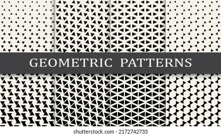 Set of geometric halftone patterns. Abstract geometric graphic design simple pattern. Seamless geometric halftone pattern.