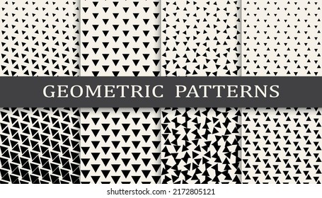 Set of geometric halftone patterns. Abstract geometric graphic design simple pattern. Seamless geometric halftone pattern.