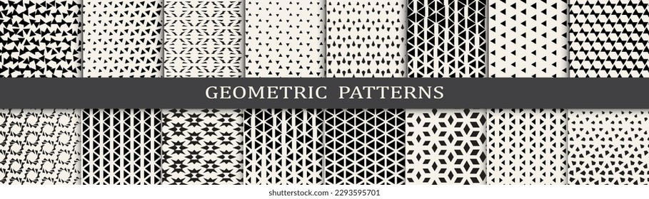 Set of geometric halftone patterns. Abstract geometric graphic design simple pattern. Seamless geometric halftone pattern.