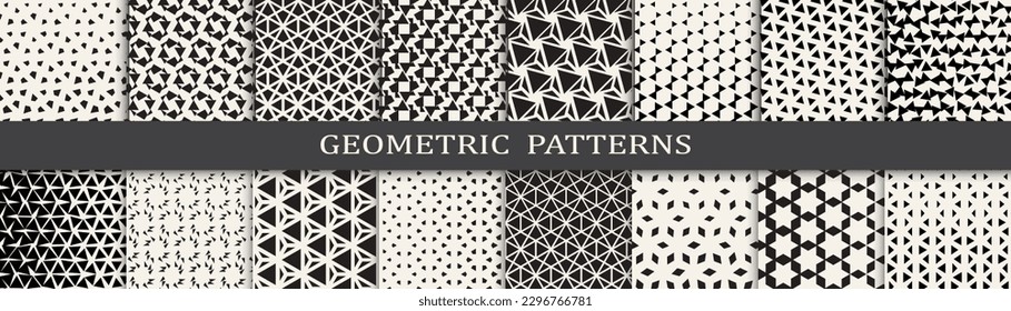 Set of geometric halftone patterns. Abstract geometric graphic design simple pattern. Seamless geometric halftone pattern.