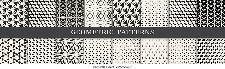 Set of geometric halftone patterns. Abstract geometric graphic design simple pattern. Seamless geometric halftone pattern.
