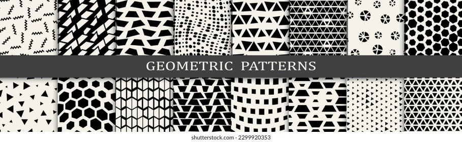 Set of geometric halftone patterns. Abstract geometric graphic design simple pattern. Seamless geometric halftone pattern.
