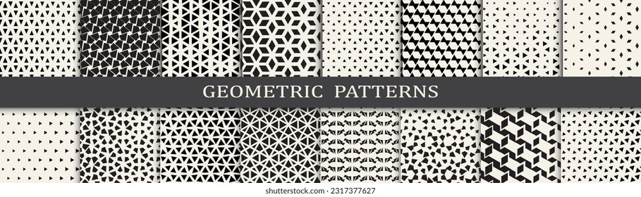 Set of geometric halftone patterns. Abstract geometric graphic design simple pattern. Seamless geometric halftone pattern.