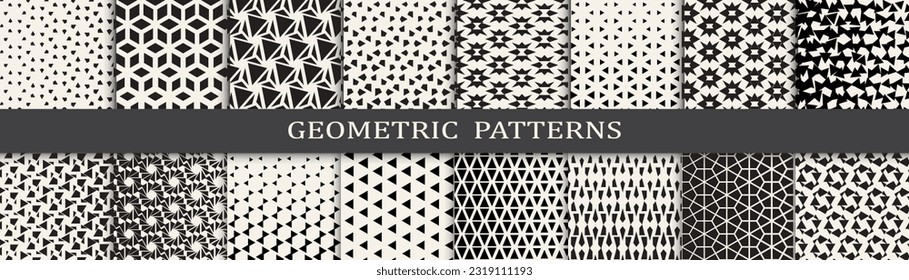 Set of geometric halftone patterns. Abstract geometric graphic design simple pattern. Seamless geometric halftone pattern.