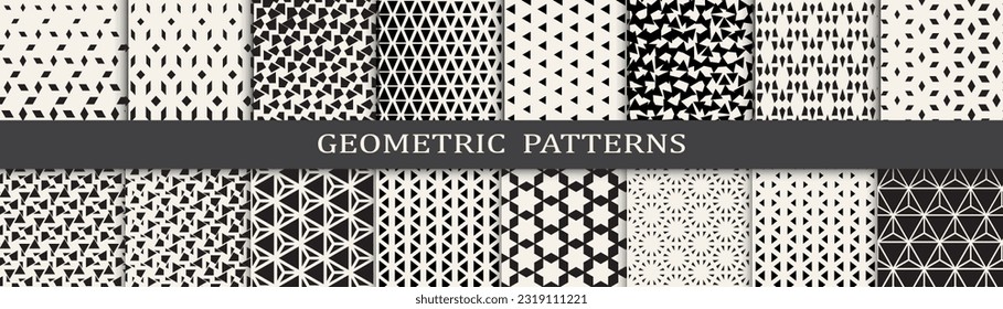 Set of geometric halftone patterns. Abstract geometric graphic design simple pattern. Seamless geometric halftone pattern.