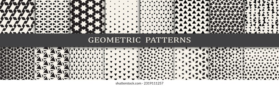 Set of geometric halftone patterns. Abstract geometric graphic design simple pattern. Seamless geometric halftone pattern.