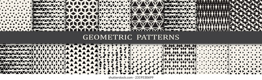 Set of geometric halftone patterns. Abstract geometric graphic design simple pattern. Seamless geometric halftone pattern.