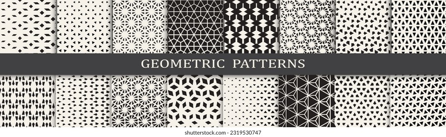 Set of geometric halftone patterns. Abstract geometric graphic design simple pattern. Seamless geometric halftone pattern.