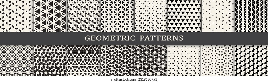 Set of geometric halftone patterns. Abstract geometric graphic design simple pattern. Seamless geometric halftone pattern.
