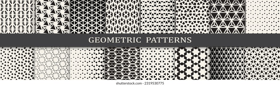 Set of geometric halftone patterns. Abstract geometric graphic design simple pattern. Seamless geometric halftone pattern.