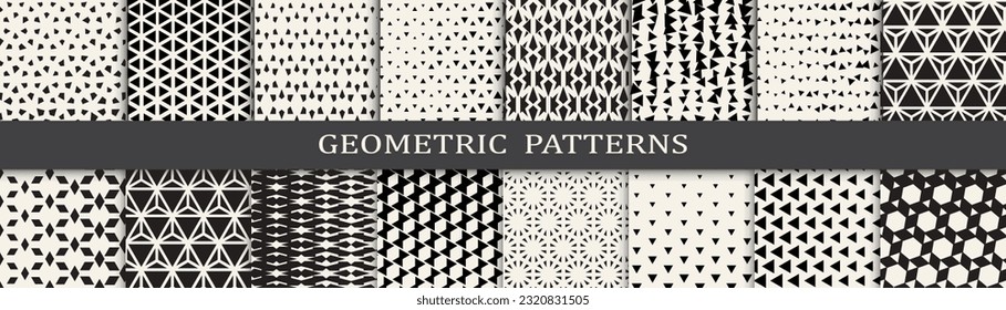 Set of geometric halftone patterns. Abstract geometric graphic design simple pattern. Seamless geometric halftone pattern.