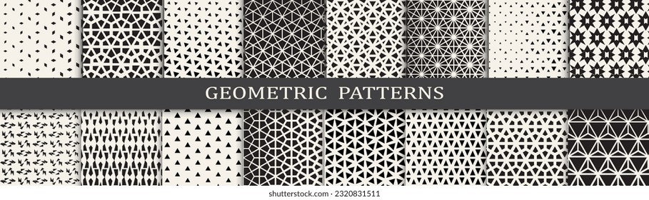 Set of geometric halftone patterns. Abstract geometric graphic design simple pattern. Seamless geometric halftone pattern.