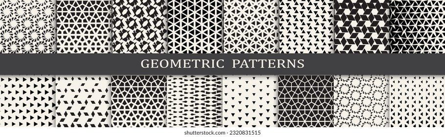 Set of geometric halftone patterns. Abstract geometric graphic design simple pattern. Seamless geometric halftone pattern.