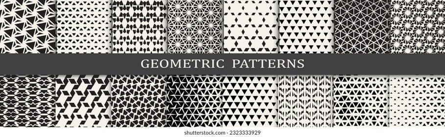 Set of geometric halftone patterns. Abstract geometric graphic design simple pattern. Seamless geometric halftone pattern.