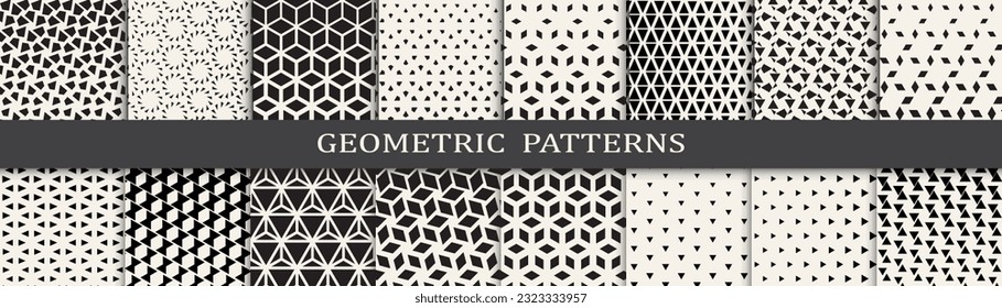 Set of geometric halftone patterns. Abstract geometric graphic design simple pattern. Seamless geometric halftone pattern.