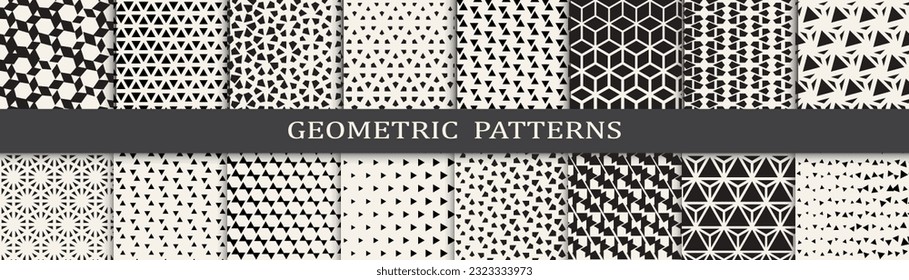 Set of geometric halftone patterns. Abstract geometric graphic design simple pattern. Seamless geometric halftone pattern.