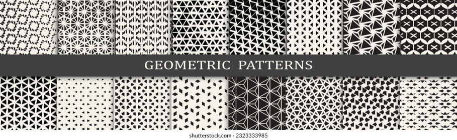 Set of geometric halftone patterns. Abstract geometric graphic design simple pattern. Seamless geometric halftone pattern.