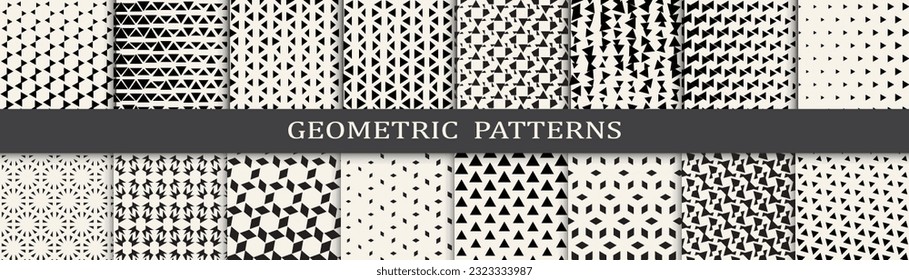 Set of geometric halftone patterns. Abstract geometric graphic design simple pattern. Seamless geometric halftone pattern.
