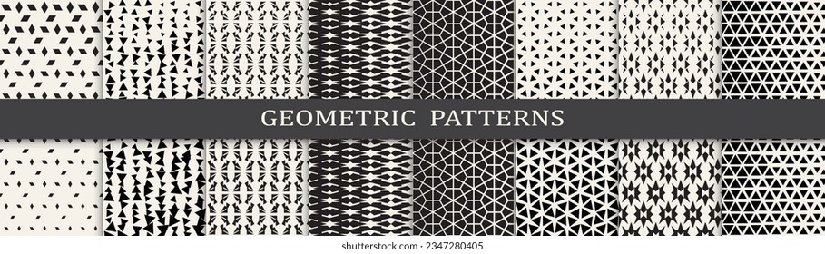 Set of geometric halftone patterns. Abstract  graphic design halftone pattern. Seamless geometric halftone pattern.