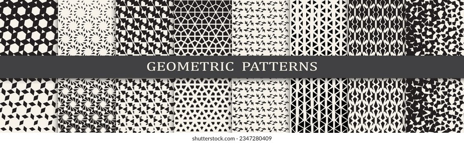 Set of geometric halftone patterns. Abstract  graphic design halftone pattern. Seamless geometric halftone pattern.