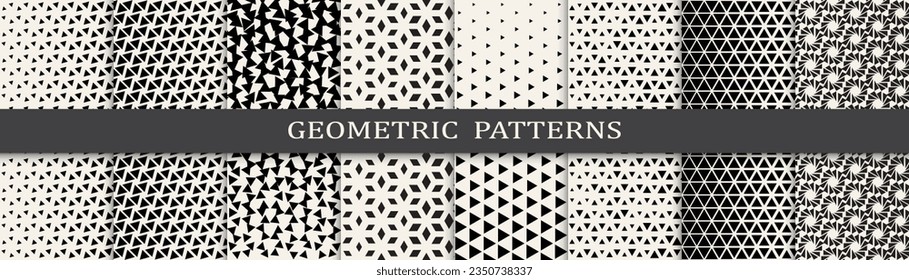 Set of geometric halftone patterns. Abstract  graphic design halftone pattern. Seamless geometric halftone pattern.