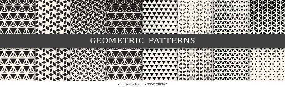 Set of geometric halftone patterns. Abstract  graphic design halftone pattern. Seamless geometric halftone pattern.