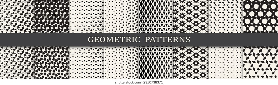 Set of geometric halftone patterns. Abstract  graphic design halftone pattern. Seamless geometric halftone pattern.