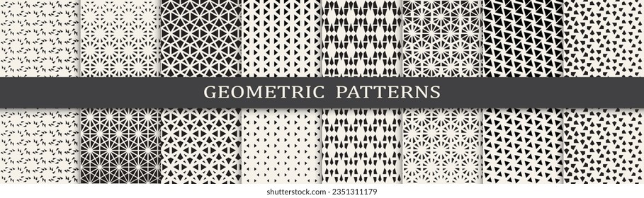 Set of geometric halftone patterns. Abstract  graphic design halftone pattern. Seamless geometric halftone pattern.