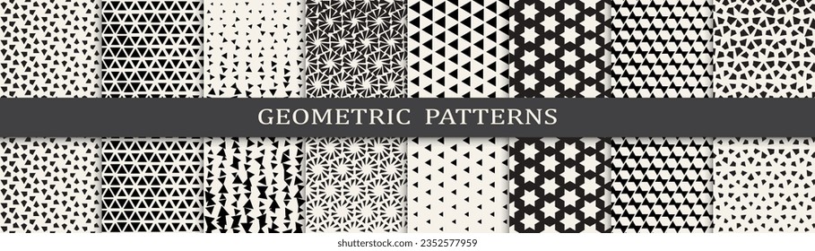 Set of geometric halftone patterns. Abstract  graphic design halftone pattern. Seamless geometric halftone pattern.