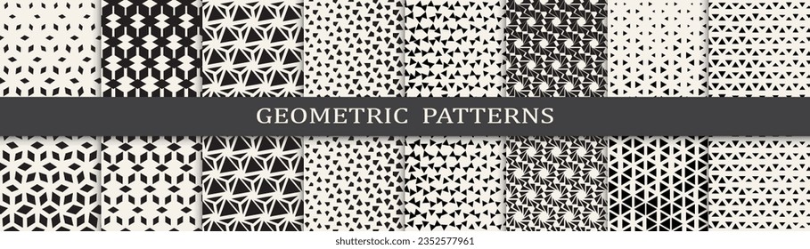 Set of geometric halftone patterns. Abstract  graphic design halftone pattern. Seamless geometric halftone pattern.