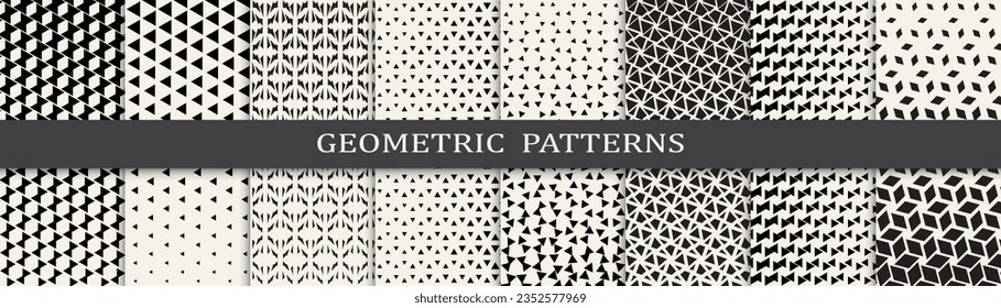 Set of geometric halftone patterns. Abstract  graphic design halftone pattern. Seamless geometric halftone pattern.