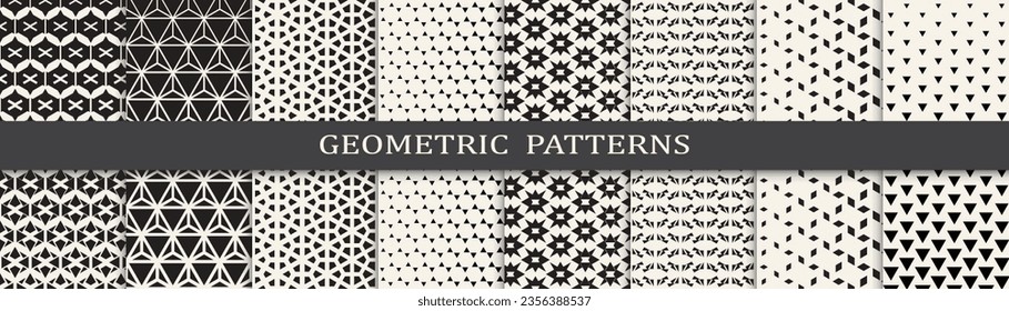 Set of geometric halftone patterns. Abstract geometric graphic design halftone pattern. Seamless geometric halftone pattern.