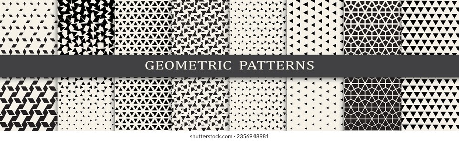 Set of geometric halftone patterns. Abstract geometric graphic design halftone pattern. Seamless geometric halftone pattern.