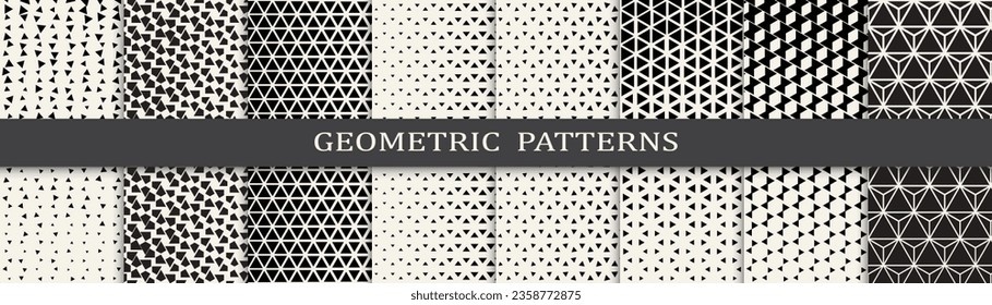 Set of geometric halftone patterns. Abstract geometric graphic design halftone pattern. Seamless geometric halftone pattern.