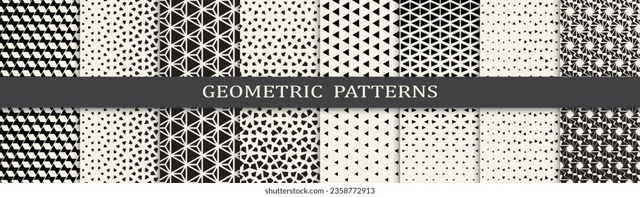 Set of geometric halftone patterns. Abstract geometric graphic design halftone pattern. Seamless geometric halftone pattern.