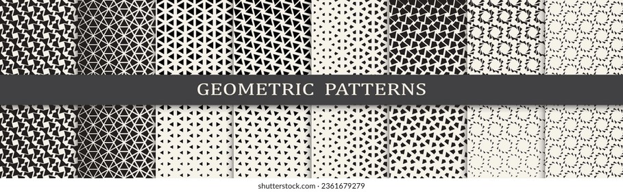 Set of geometric halftone patterns. Abstract geometric graphic design halftone pattern. Seamless geometric halftone pattern.