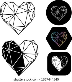 Set of geometric hearts. Vector illustration.